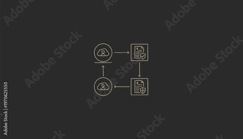 Data exchange illustration depicting file transfer between cloud services.