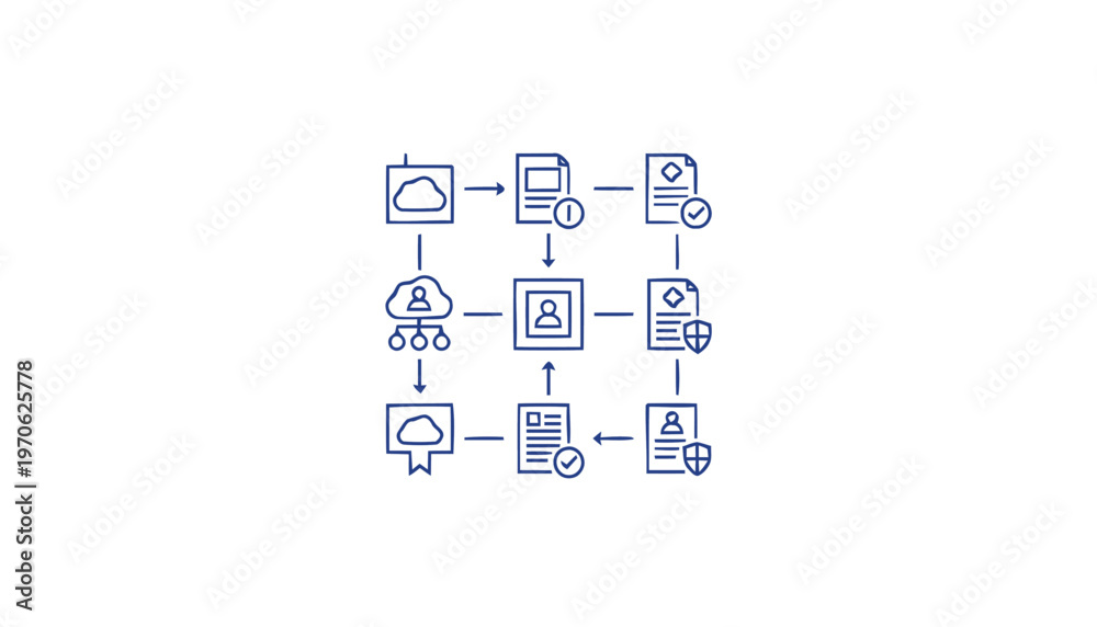 Naklejka premium Data Flow Diagram Illustrating Information Transfer and Processing.