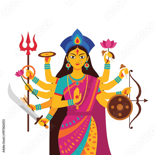 Hindu Goddess Durga Statue Illustration 2.