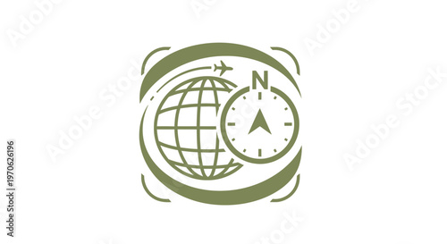 Conceptual Illustration of Global Travel and Navigation Symbol.