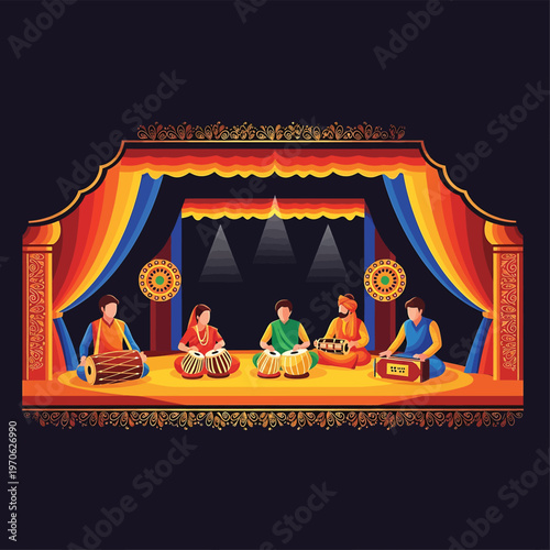 Indian classical musicians playing instruments together 1.