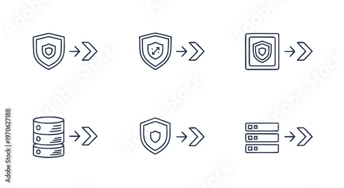 Data Protection and Security Icons Representing Digital Safeguards.