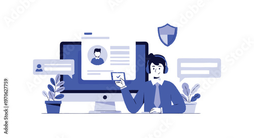 Customer Service Representative Providing Support and Assistance Online.