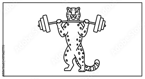 Cheetah Lifting Barbell, Athletic Animal, Strength Training, Fitness Concept