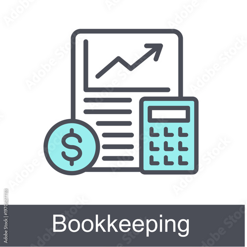 Bookkeeping Blue Vector Icon On White Background 