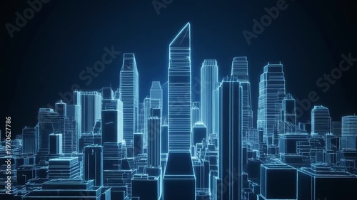Futuristic smart city skyline digital transformation concept