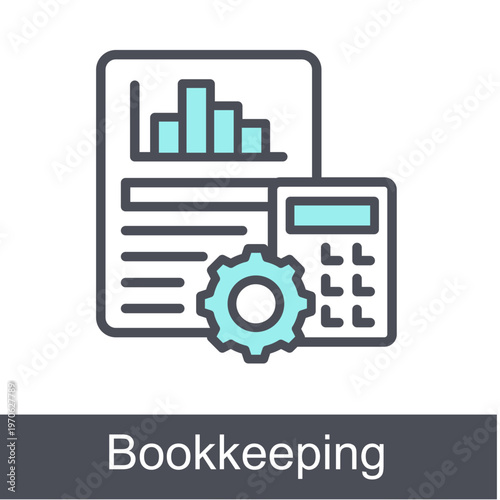 Bookkeeping Blue Vector Icon On White Background 