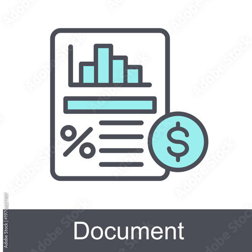 Document Blue Vector Icon On White Background 