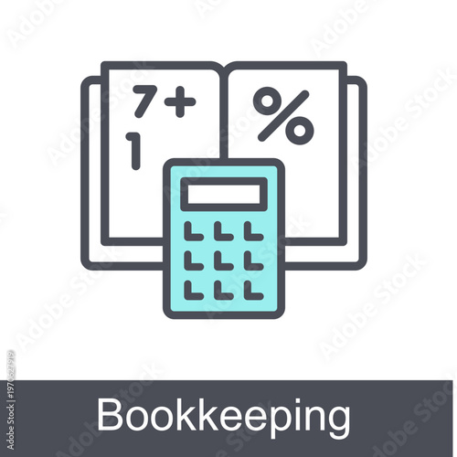 Bookkeeping Blue Vector Icon On White Background 