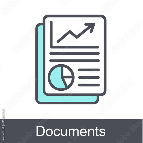 Documents Blue Vector Icon On White Background 