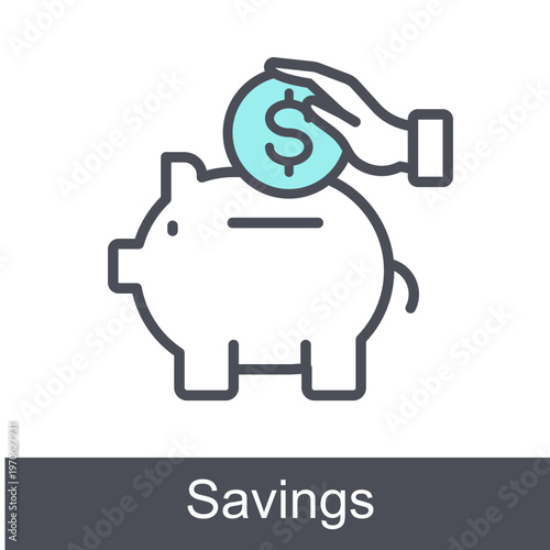 Savings Blue Vector Icon On White Background 