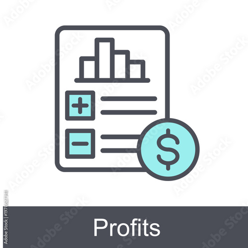 Profits Blue Vector Icon On White Background 