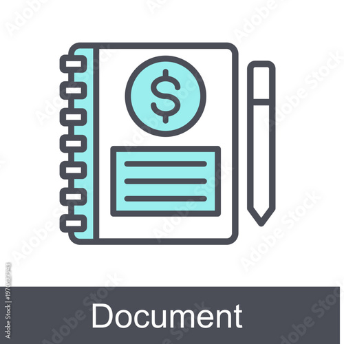 Document Blue Vector Icon On White Background 