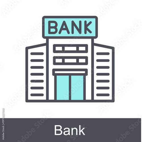 Bank Blue Vector Icon On White Background 