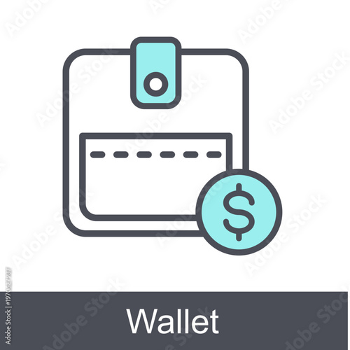 Wallet Blue Vector Icon On White Background 