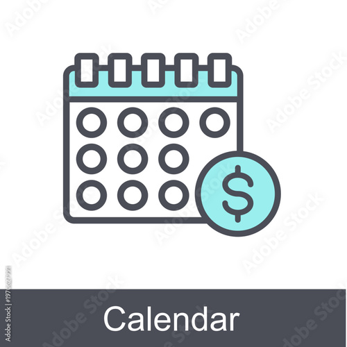 Calendar Blue Vector Icon On White Background 