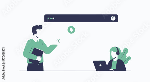 Customer Support Team Illustration for Online Assistance and Communication.