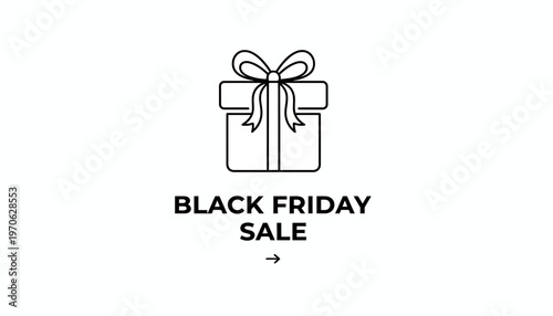Black Friday Sale Gift Icon with Arrow - Online Shopping Promotion