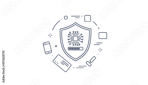 Cyber Security Shield Icon Graphic Design.