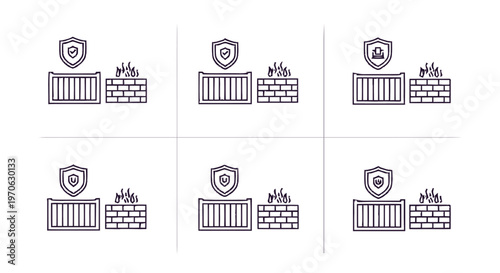 Cybersecurity Firewall Protection Concept Depicted in Simple Vector Graphic.