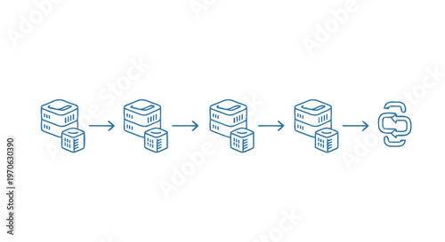 Data replication process showcasing database synchronization and data transfer.