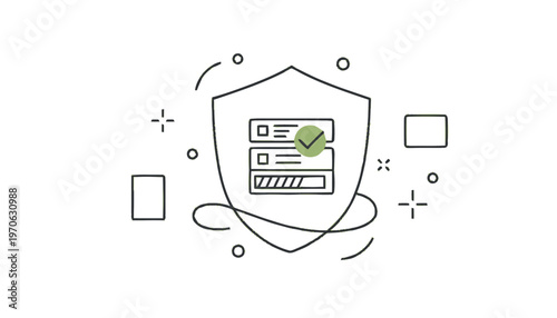 Data Protection Shield with Checkmark for Security and Compliance.