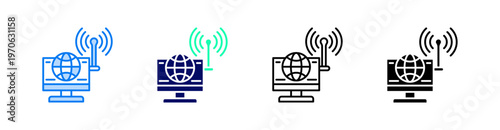 Wireless Multiple Style Icon Set Vector 