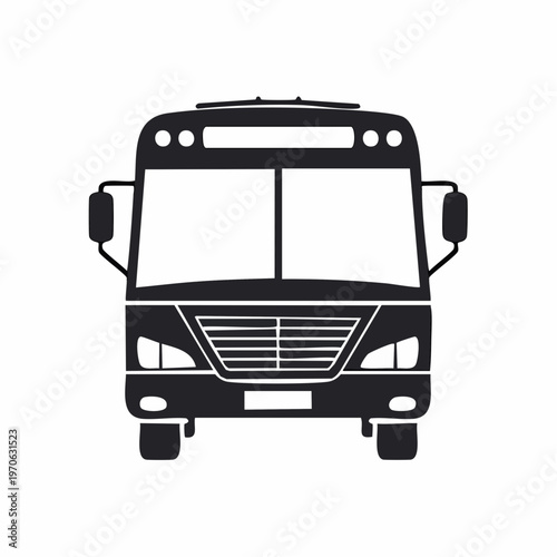 Front view silhouette of a modern bus public transportation bus from multiple views a bold black silhouette