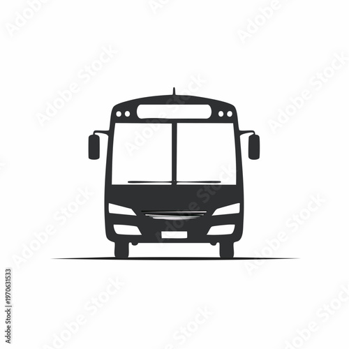 Front view silhouette of a public transportation bus from multiple views with the graphic highlights the essential