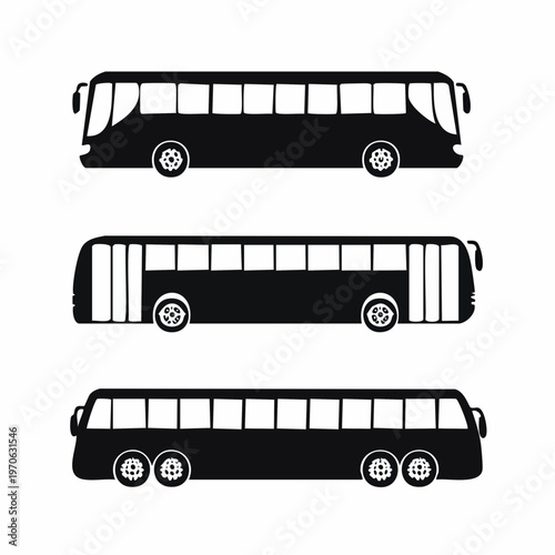 Three different public transportation buses shown from the side, vector illustrationpublic transportation bus from multi