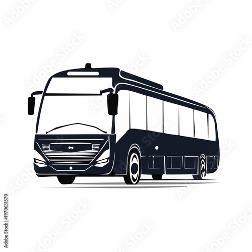 Dark blue bus front three quarter view public transportation bus from multiple views public transport tour