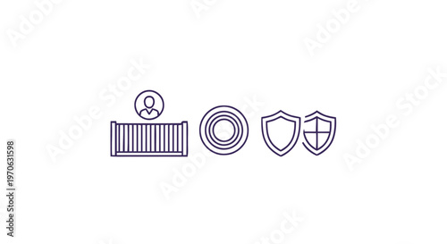 Conceptual illustration of security, protection, and privacy icons on white background.