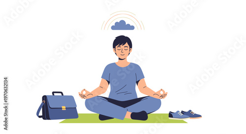 Man Sitting in Meditation Posture.