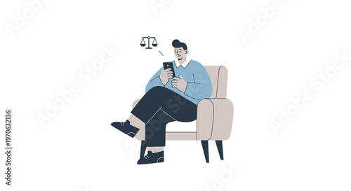 Man sitting on chair with phone.
