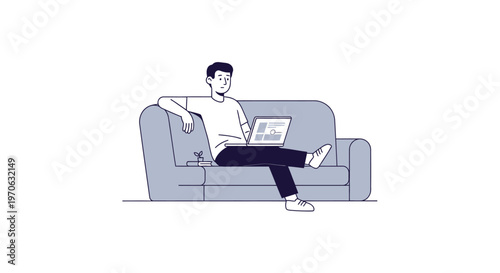 Man sitting on sofa with laptop.