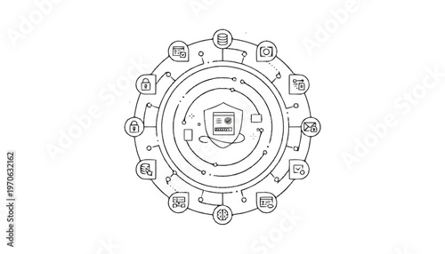 Cybersecurity Protection Concept - Digital Shield and Data Security Illustration.