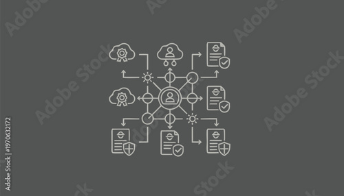 Data Network Illustration with Cloud and User Connections.