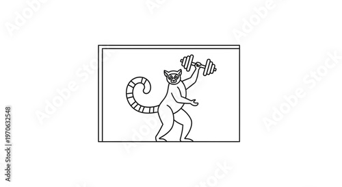 Strong Lemur Lifting Dumbbell, Fitness Animal, Gym Workout, Healthy Lifestyle