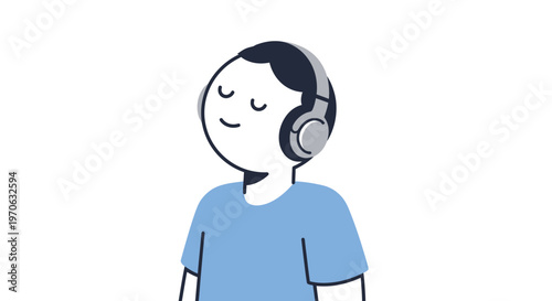 Person Wearing Headphones Smiling Relaxed.