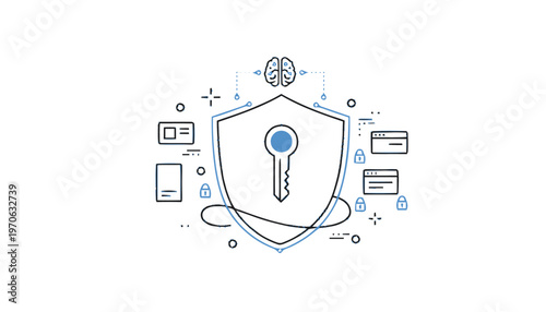 Conceptual Shield with Key for Security and Protection.
