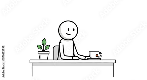 Smiling Person Sitting at Desk.