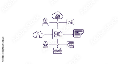 Conceptual illustration of data flow and cloud computing technology.