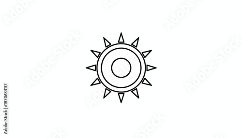 Simple Sun Icon, Minimalist Line Art, Bright Star Symbol, Celestial Body Graphic