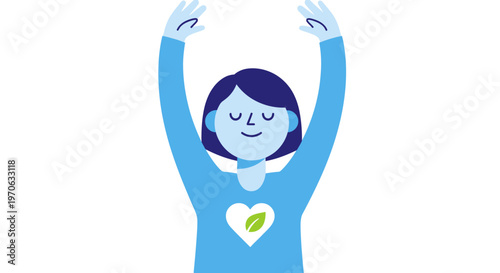 Woman with arms raised in joy.