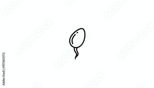 Sperm Cell Icon, Fertilization Concept, Simple Line Art