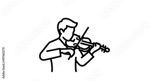 Minimalist Line Art of a Man Playing the Violin