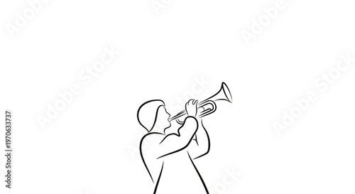 Minimalist Line Art of a Musician Playing Trumpet