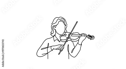 Minimalist Line Art of a Person Playing the Violin