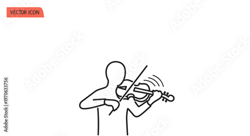 Minimalist Line Art of a Person Playing Violin, Music Concept
