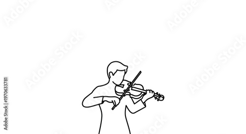 Minimalist Line Art of a Person Playing Violin